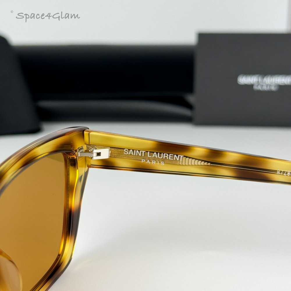 NEW Saint Laurent SL276 MICA 022 Havana Yellow Cat Eye Women Sunglasses - Picture 9 of 12